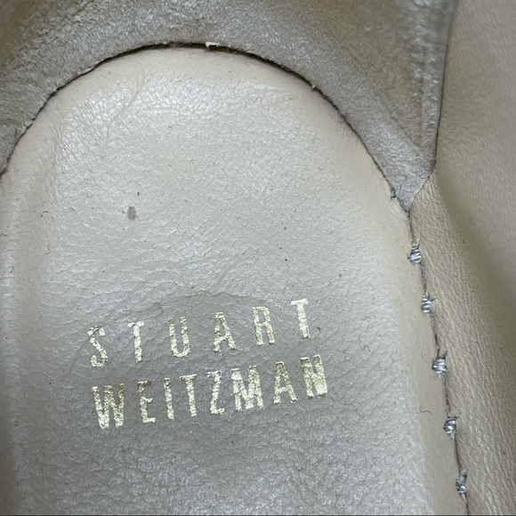Stuart Weitzman - Beige Suede Lace-Up High Top Espadrilles W/ Gold Studs Sz 7M - Picture 9 of 16
